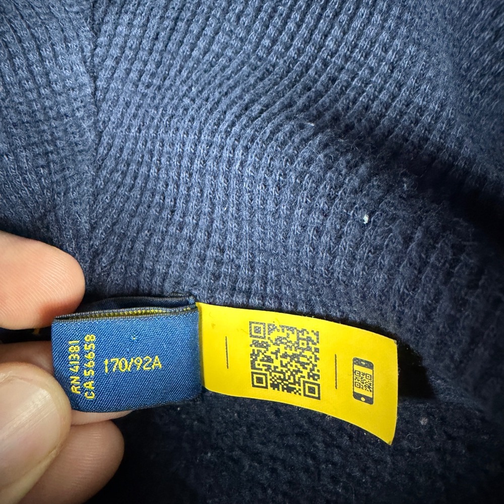 Polo Ralph Lauren Mens Small Navy Blue Full Zip Hoodie Yellow Pony Logo Fleece - Picture 6 of 10